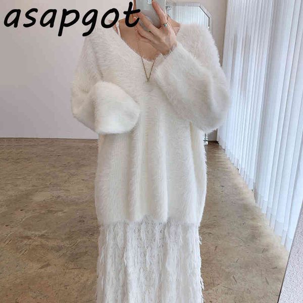chic korea gentle loose v-neck mohair white sweater pullovers tassel feather spaghetti strap dress temperament fashion slim 210429, Black;gray
chic korea gentle loose v-neck mohair white sweater pullovers tassel feather spaghetti strap dress temperament fashion slim 210429, Black;gray