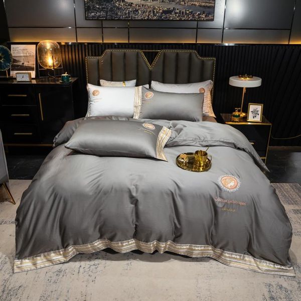 bedding sets dark gray solid color set simple embroidery duvet cover lace edge long-staple cotton sheet 1.5/2.0m home textile
bedding sets dark gray solid color set simple embroidery duvet cover lace edge long-staple cotton sheet 1.5/2.0m home textile