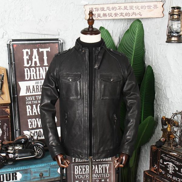 men's leather & faux the first layer of sheepskin clothes matte thin washing effect, and upper body is more fashionable in spring, Black
men's leather & faux the first layer of sheepskin clothes matte thin washing effect, and upper body is more fashionable in spring, Black