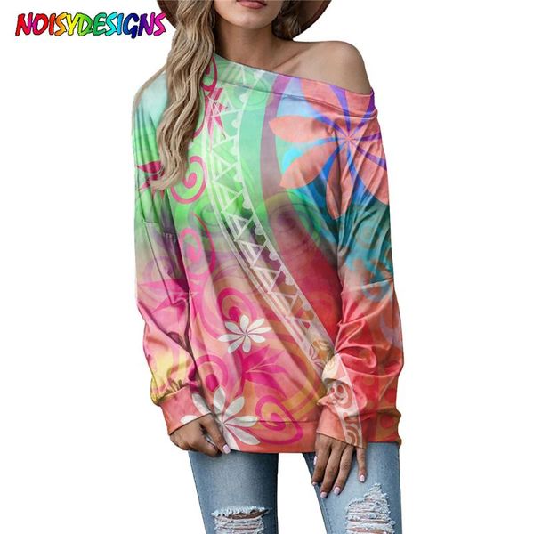 women's t-shirt noisydesigns arrival color hawaiian tribes flowers printing women boat neck loose ladies leisure long sleeves t shirts, White
women's t-shirt noisydesigns arrival color hawaiian tribes flowers printing women boat neck loose ladies leisure long sleeves t shirts, White