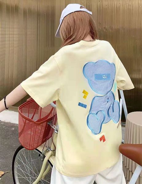 high version 2021 summer new fashion embroidered color cartoon cute age reduction leisure sweet couple short sleeve, White
high version 2021 summer new fashion embroidered color cartoon cute age reduction leisure sweet couple short sleeve, White