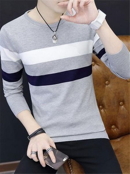 men's sweaters mens classic simplicity pullover o-neck sweater men long sleeves grey black teenagers, White;black
men's sweaters mens classic simplicity pullover o-neck sweater men long sleeves grey black teenagers, White;black