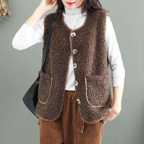 women's vests cardigan lambswool vest retro single-breasted cotton solid color female spring autumn loose double pocket outwear high qu, Black;white
women's vests cardigan lambswool vest retro single-breasted cotton solid color female spring autumn loose double pocket outwear high qu, Black;white