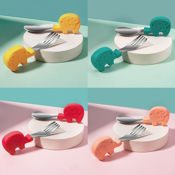 2-piece set baby feeding spoon+fork set short handle silicone+stainless steel baby feeding spoon+fork training tableware
2-piece set baby feeding spoon+fork set short handle silicone+stainless steel baby feeding spoon+fork training tableware