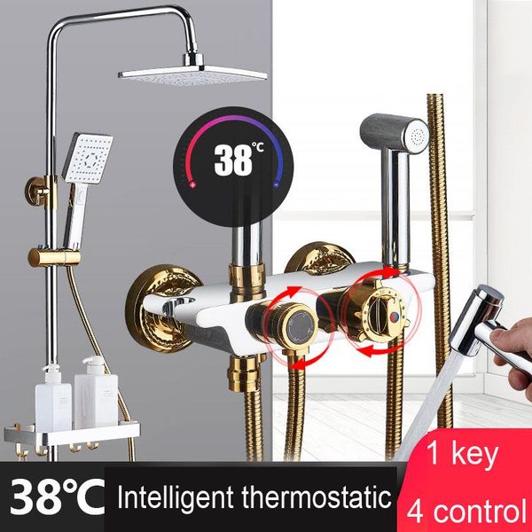 est gold intelligent thermostatic shower faucets set nozzle brass mixing valve bathroom bathtub mixer taps sets
est gold intelligent thermostatic shower faucets set nozzle brass mixing valve bathroom bathtub mixer taps sets