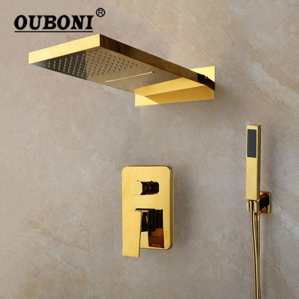 golden plated bathroom shower set faucet head hand rainfall spray jets tap 2 fuctions mixer sets
golden plated bathroom shower set faucet head hand rainfall spray jets tap 2 fuctions mixer sets
