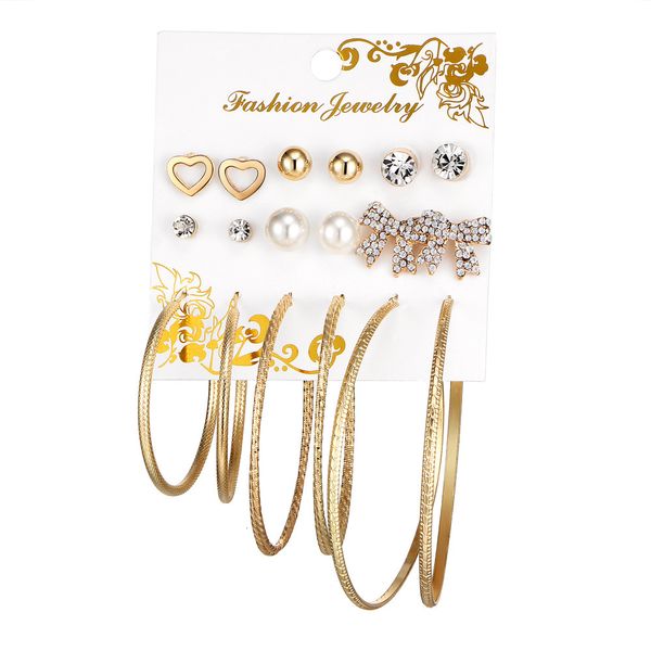 foreign earrings bowknot love big circle personalized earring set 9 pairs of earrings, Golden
foreign earrings bowknot love big circle personalized earring set 9 pairs of earrings, Golden