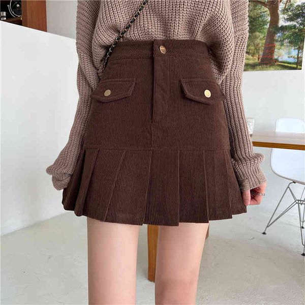 chic vintage skirt woman spring korean solid simple all-match high-waist a-line corduroy pleated skirt tide, Black
chic vintage skirt woman spring korean solid simple all-match high-waist a-line corduroy pleated skirt tide, Black