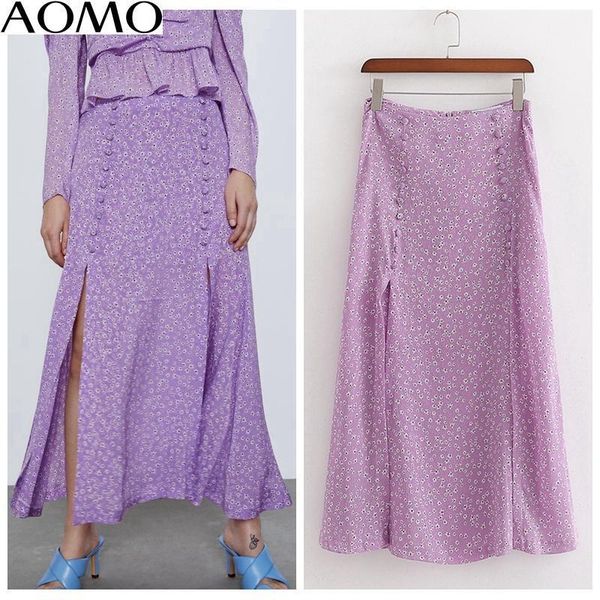 skirts aomo fashion women purple floral print button long skirt back zipper vintage female casual maxi 1d185a, Black
skirts aomo fashion women purple floral print button long skirt back zipper vintage female casual maxi 1d185a, Black