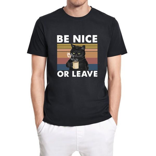 men's t-shirts funny black cat be nice or leave lovers vintage shirt short sleeve harajuku t-shirt animal print cotton tee, White;black
men's t-shirts funny black cat be nice or leave lovers vintage shirt short sleeve harajuku t-shirt animal print cotton tee, White;black