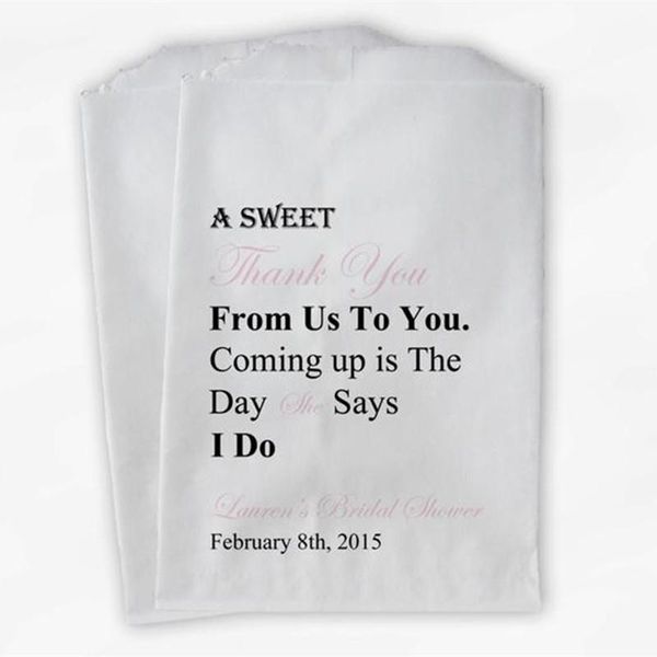 gift wrap custom sweet thank you bridal shower candy buffet treat bags - baby pink personalized favor with bride's name and date
gift wrap custom sweet thank you bridal shower candy buffet treat bags - baby pink personalized favor with bride's name and date
