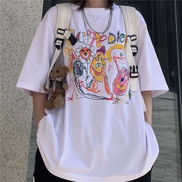 women's t-shirt japanese kawaii anime tees cartoon casual female ulzzang short sleeve vintage harajuku plus size hip-hop y2k aesthetic, White
women's t-shirt japanese kawaii anime tees cartoon casual female ulzzang short sleeve vintage harajuku plus size hip-hop y2k aesthetic, White