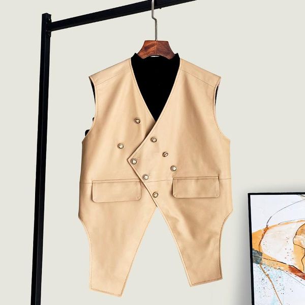 women's vests women v-neck sheepskin genuine leather vest autumn winter irregular sleeveless jackets elegant office double breasted wai, Black;white
women's vests women v-neck sheepskin genuine leather vest autumn winter irregular sleeveless jackets elegant office double breasted wai, Black;white