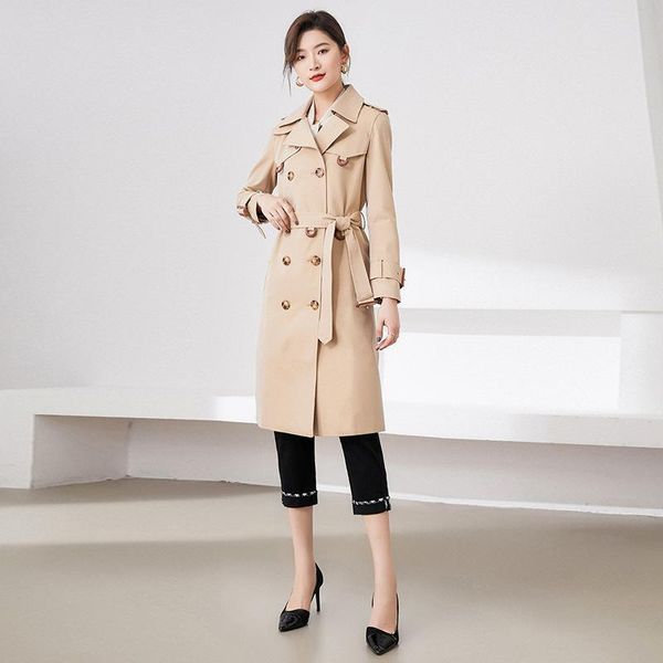 women's trench coats 2021 spring autumn classic double breasted long winter brand business outerwear ladies sashes coat, Tan;black
women's trench coats 2021 spring autumn classic double breasted long winter brand business outerwear ladies sashes coat, Tan;black