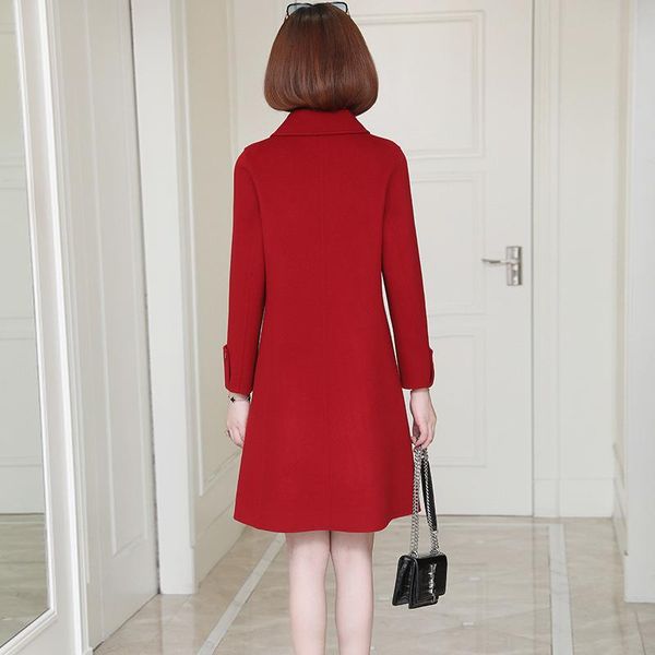 women's wool & blends high end double-sided cashmere coat medium and long slim fit 2021 doll collar autumn, Black
women's wool & blends high end double-sided cashmere coat medium and long slim fit 2021 doll collar autumn, Black