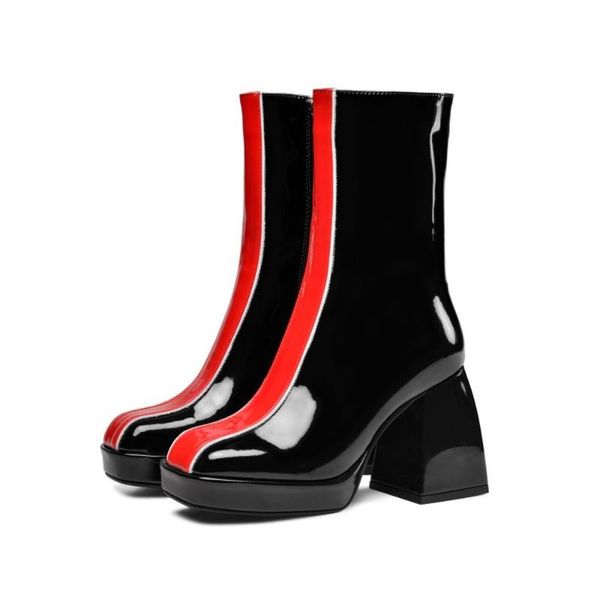 boots us4-11 womens square toe patent leather match colors ankle chunky hoof high heel shoes platform side zip plus size, Black
boots us4-11 womens square toe patent leather match colors ankle chunky hoof high heel shoes platform side zip plus size, Black