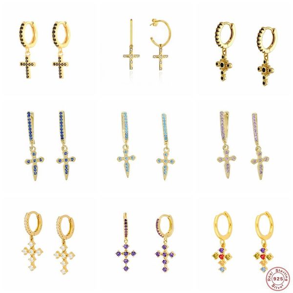 hoop & huggie pendientes plata 925 colorful cz earring for women birthday gift cubic zirconia gothic punk cross earrings fine jewerly, Golden;silver
hoop & huggie pendientes plata 925 colorful cz earring for women birthday gift cubic zirconia gothic punk cross earrings fine jewerly, Golden;silver