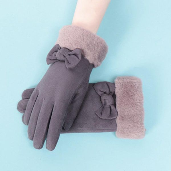 five fingers gloves winter women bow suede leather thickening touch screen women' warm driving d71, Blue;gray
five fingers gloves winter women bow suede leather thickening touch screen women' warm driving d71, Blue;gray