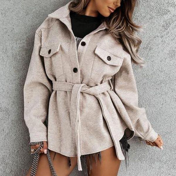 women's wool & blends outerwear solid single breasted long sleeve fashion overcoat female autumn winter casual turn-down collar lace-up, Black 
women's wool & blends outerwear solid single breasted long sleeve fashion overcoat female autumn winter casual turn-down collar lace-up, Black