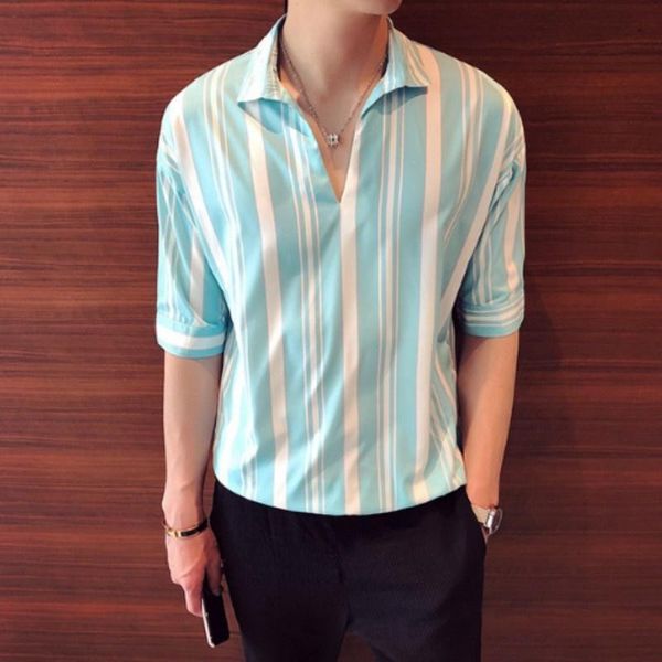men's casual shirts summer korean fashion thin mens v-neck striped middle sleeve shirt males mixed color hem drawstring pullover loose, White;black
men's casual shirts summer korean fashion thin mens v-neck striped middle sleeve shirt males mixed color hem drawstring pullover loose, White;black