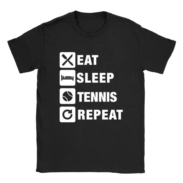 eat sleep tennis repeat mens t-shirt gift for tennis player fan funny, White;black
eat sleep tennis repeat mens t-shirt gift for tennis player fan funny, White;black