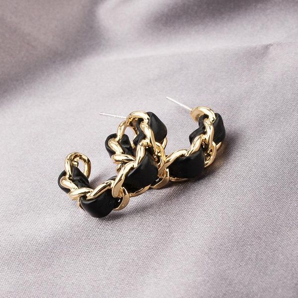 hoop & huggie vsnow unique design twisted chain black color leather earrings for women gold alloy link open bijoux femme, Golden;silver
hoop & huggie vsnow unique design twisted chain black color leather earrings for women gold alloy link open bijoux femme, Golden;silver