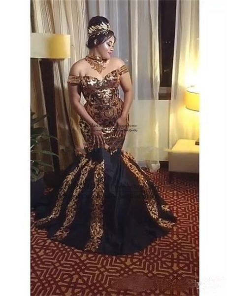 party dresses sparkly gold sequined mermaid prom halter off the shoulder african formal evening dress stain plus size robes de soirée, White;black
party dresses sparkly gold sequined mermaid prom halter off the shoulder african formal evening dress stain plus size robes de soirée, White;black