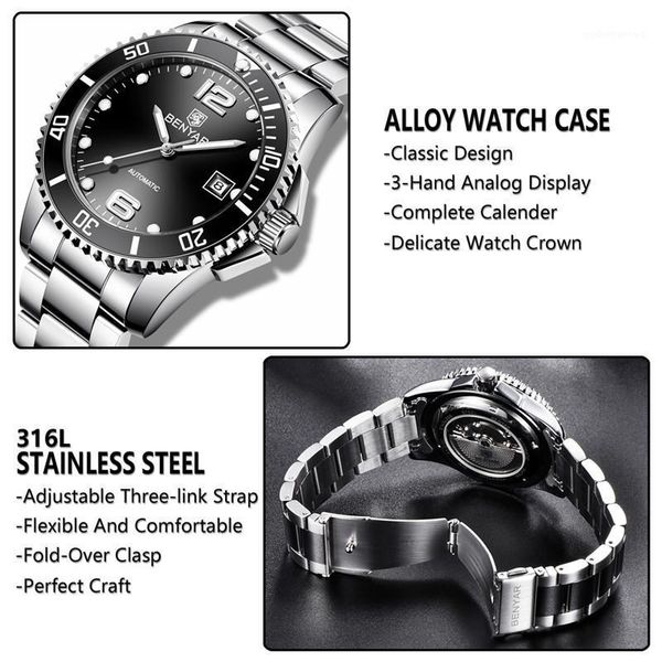 classic dial black luxury automatic men's watch mechanical stainless steel waterproof reloj hombre wristwatches, Slivery;brown
classic dial black luxury automatic men's watch mechanical stainless steel waterproof reloj hombre wristwatches, Slivery;brown