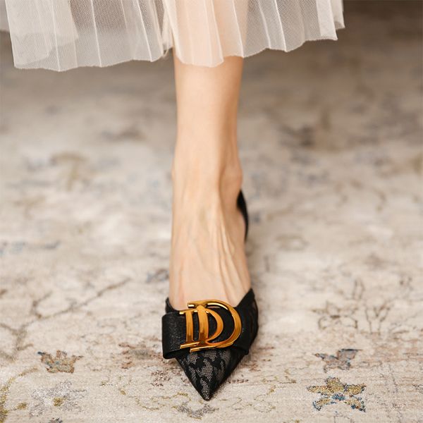 sandals 778-51 metal button pointed gauze high heels thin professional shallow mouth single shoes women's feeling middle spring summer, Black
sandals 778-51 metal button pointed gauze high heels thin professional shallow mouth single shoes women's feeling middle spring summer, Black