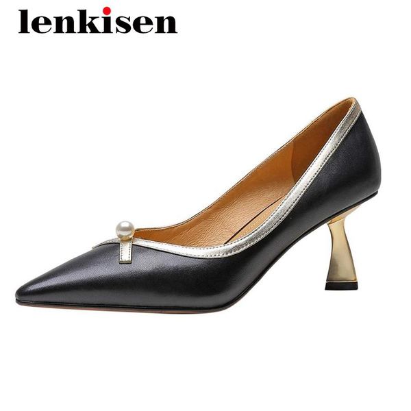 lenkisen korean streetwear full grain leather pearl decorations pointed toe high strange heel slip on gorgeous women pumps l50 dress shoes, Black
lenkisen korean streetwear full grain leather pearl decorations pointed toe high strange heel slip on gorgeous women pumps l50 dress shoes, Black