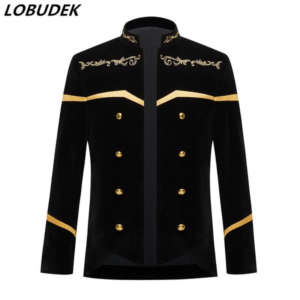 plus size men's black stand collar court jacket bar singer embroidery velvet slim suit coat stage performance breasted blazers, Black;brown
plus size men's black stand collar court jacket bar singer embroidery velvet slim suit coat stage performance breasted blazers, Black;brown