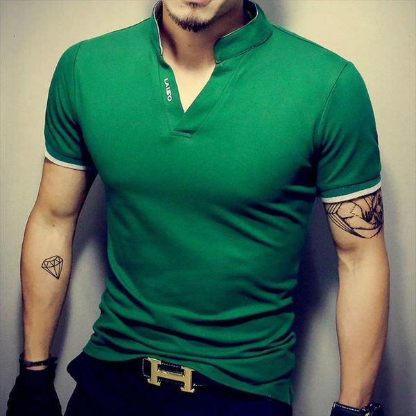 fashion shirt short sleeve slim men polo fit solid color male mens casual fitness tees design, White;black
fashion shirt short sleeve slim men polo fit solid color male mens casual fitness tees design, White;black