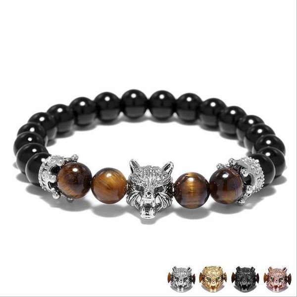 charm bracelets sevenstone 2021 fashion hip hop 8mm natural stone black onyx metal wolf head crown women bracelet rock jewelry for men, Golden;silver
charm bracelets sevenstone 2021 fashion hip hop 8mm natural stone black onyx metal wolf head crown women bracelet rock jewelry for men, Golden;silver