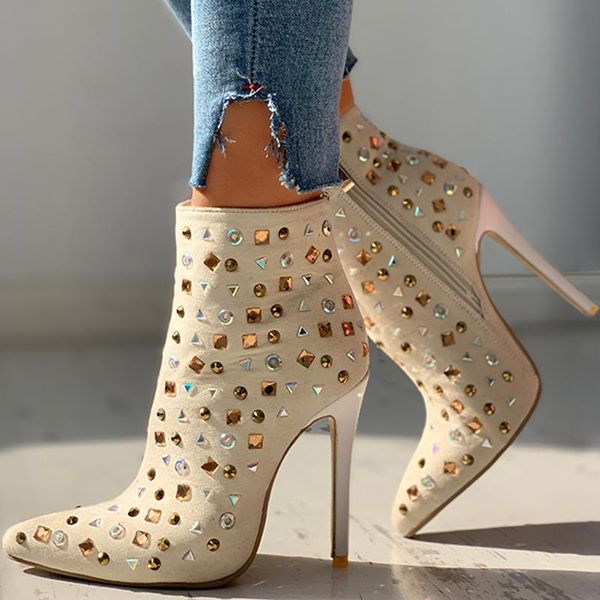 boots spring women low suede ankle party bling shoes studded pointed toe thin heeled, Black
boots spring women low suede ankle party bling shoes studded pointed toe thin heeled, Black