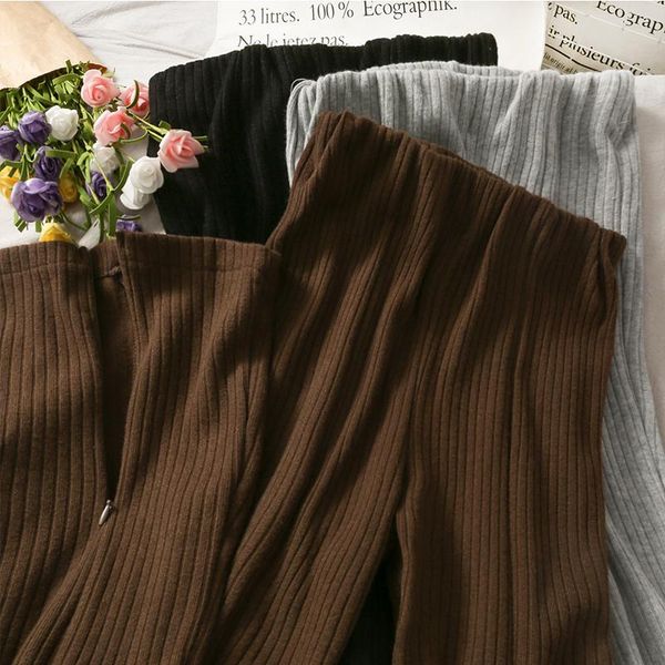 korean style vertical stripes skinny slimming solid color knitted trousers for women elastic waist split flared pants women's & capris, Black;white
korean style vertical stripes skinny slimming solid color knitted trousers for women elastic waist split flared pants women's & capris, Black;white