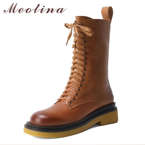 meotina women motorcycle boots shoes real leather platform mid heel mid calf boots zip lace up block heels ladies boots brown 43 210520, Black
meotina women motorcycle boots shoes real leather platform mid heel mid calf boots zip lace up block heels ladies boots brown 43 210520, Black