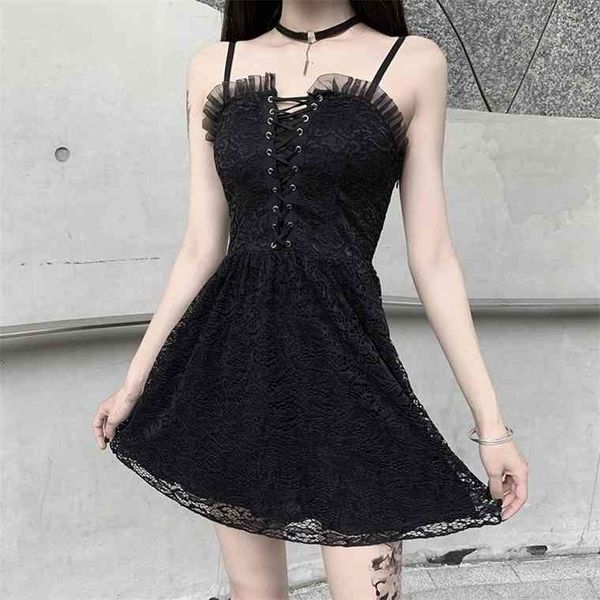 insgoth lace vintage spaghetti straps black mini women gothic streetwear pleated hollow out summer dress, Black;gray
insgoth lace vintage spaghetti straps black mini women gothic streetwear pleated hollow out summer dress, Black;gray