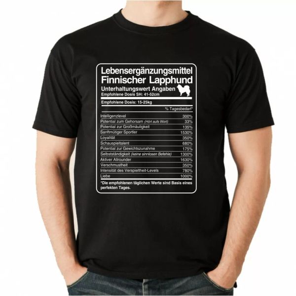 t-shirt dose finnish lapphund life supplements men dog, White;black 
t-shirt dose finnish lapphund life supplements men dog, White;black