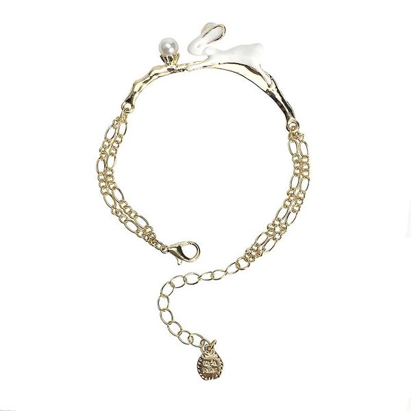 link, chain korean design oil drop white pearl branch charm fashion jewelry bracelets for women, Black
link, chain korean design oil drop white pearl branch charm fashion jewelry bracelets for women, Black