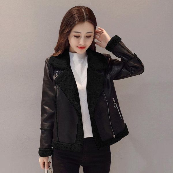 women's fur & faux women 2021 winter fashion thick warm leather jacket coat female vintage long sleeve casual outerwear chic y384, Black
women's fur & faux women 2021 winter fashion thick warm leather jacket coat female vintage long sleeve casual outerwear chic y384, Black