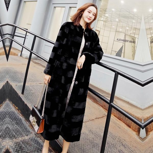 women's fur & faux imported velvet mink coat whole long shearing cross grain show thin, Black
women's fur & faux imported velvet mink coat whole long shearing cross grain show thin, Black