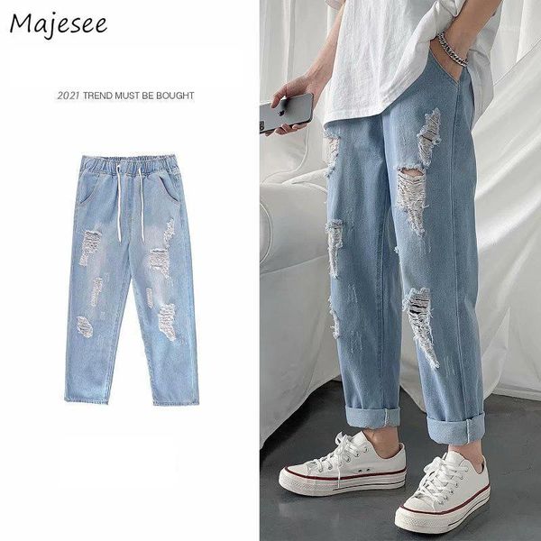 men's jeans men straight blue summer casual hole ripped streetwear hip hop korean style trousers male elastic waist plus size s-5xl
men's jeans men straight blue summer casual hole ripped streetwear hip hop korean style trousers male elastic waist plus size s-5xl