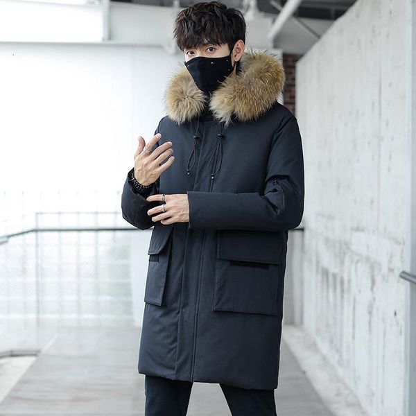 men's down & parkas winter jacket medium and long korean casual hooded warm white duck coat fgo3, Black
men's down & parkas winter jacket medium and long korean casual hooded warm white duck coat fgo3, Black