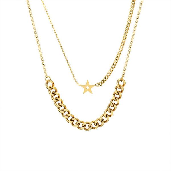 chains 100% stainless steel double layered five-pointed star necklace clavicle chain for women gold color party trendy accessories, Silver
chains 100% stainless steel double layered five-pointed star necklace clavicle chain for women gold color party trendy accessories, Silver