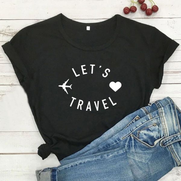women's t-shirt let's travel funny t shirt women short sleeve cotton tshirt loose o-neck tee femme casual camisa femenina top, White
women's t-shirt let's travel funny t shirt women short sleeve cotton tshirt loose o-neck tee femme casual camisa femenina top, White