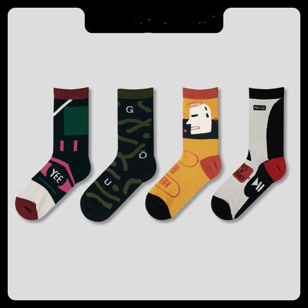 men's socks character sock striped man eye geometric sox soft cotton printing funny breathable absorb sweat korean calcetines, Black
men's socks character sock striped man eye geometric sox soft cotton printing funny breathable absorb sweat korean calcetines, Black
