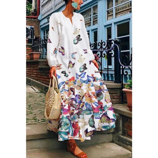 long sleeve round neck vintage butterfly positioning printed white dress woman dresses for women casual, Black;gray
long sleeve round neck vintage butterfly positioning printed white dress woman dresses for women casual, Black;gray