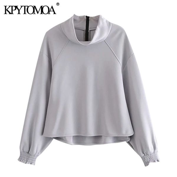 women fashion back zipper loose asymmetric sweatshirts vintage high collar long sleeve pullovers chic 210416, Black
women fashion back zipper loose asymmetric sweatshirts vintage high collar long sleeve pullovers chic 210416, Black