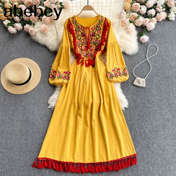 women bohemian embroidered dress long sleeves o neck vintage robe holiday a-line embroidery dresses 210512, Black;gray
women bohemian embroidered dress long sleeves o neck vintage robe holiday a-line embroidery dresses 210512, Black;gray