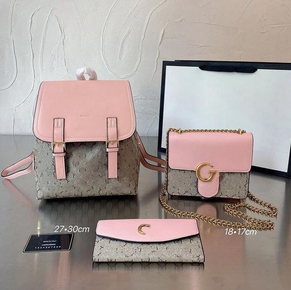 3pcs/set backpack bags for women man backpacks bag fashion shoulder bag chain handbag wallet card package 
3pcs/set backpack bags for women man backpacks bag fashion shoulder bag chain handbag wallet card package
